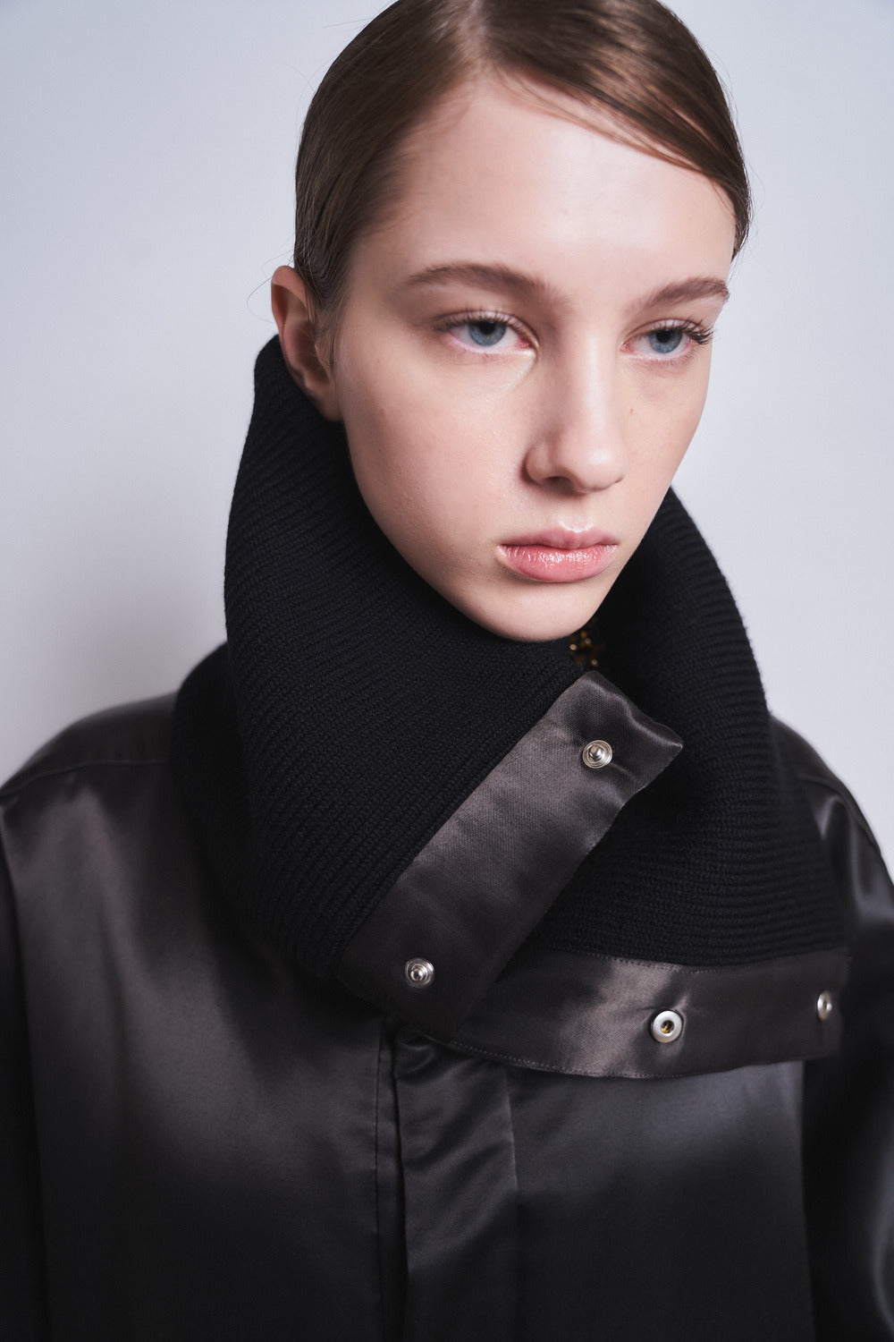 MARGOT - RIB COLLAR NYLON SNAP JACKET