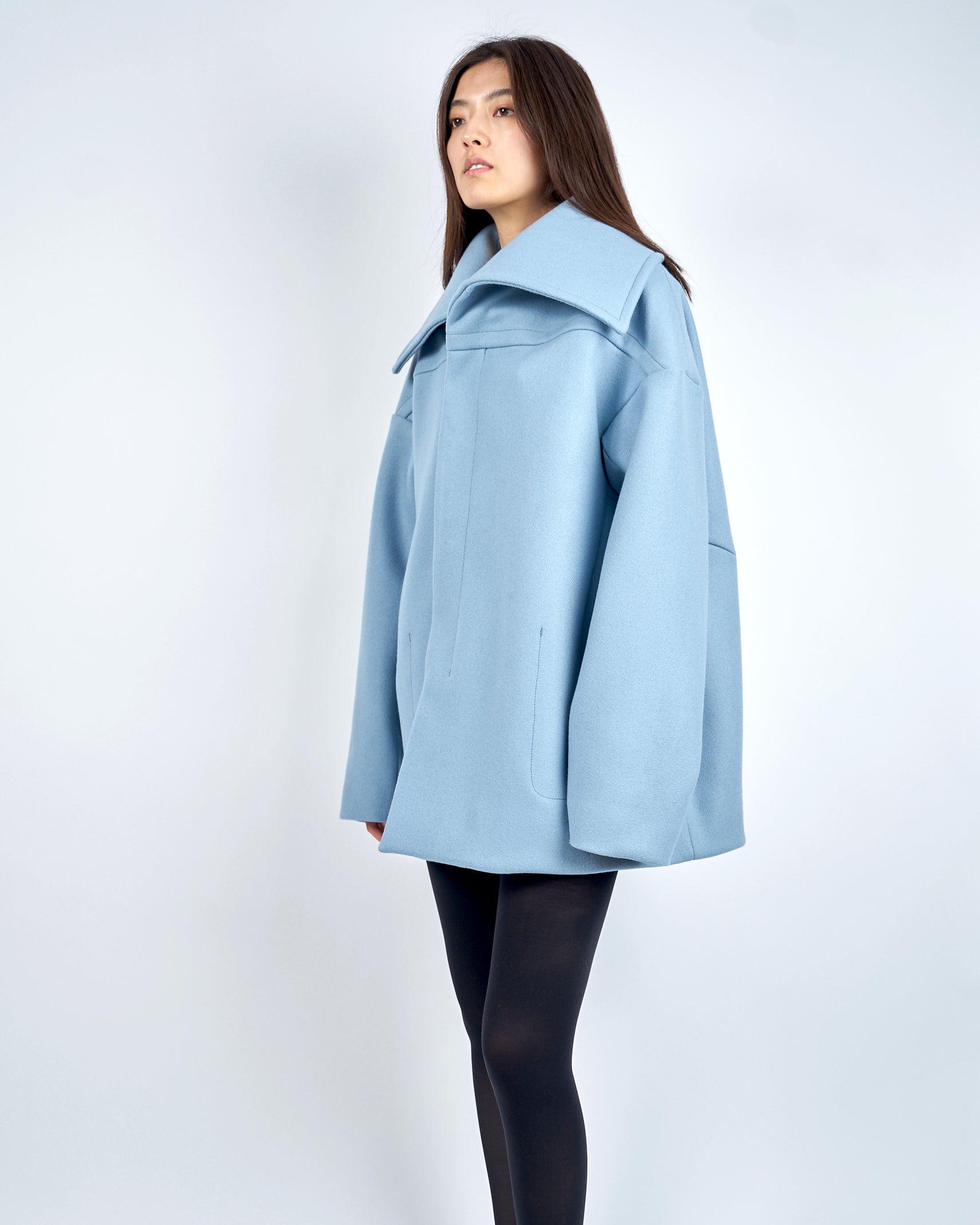 IANNA - BIG COLLAR HEAVY MELTON SHORT COAT