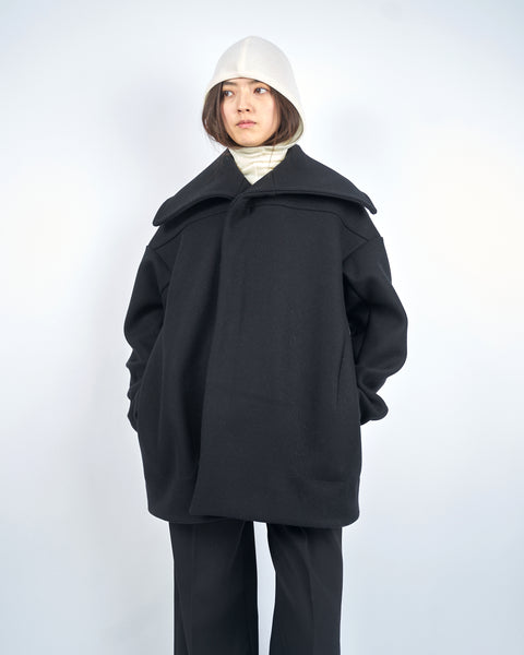 IANNA - BIG COLLAR HEAVY MELTON SHORT COAT