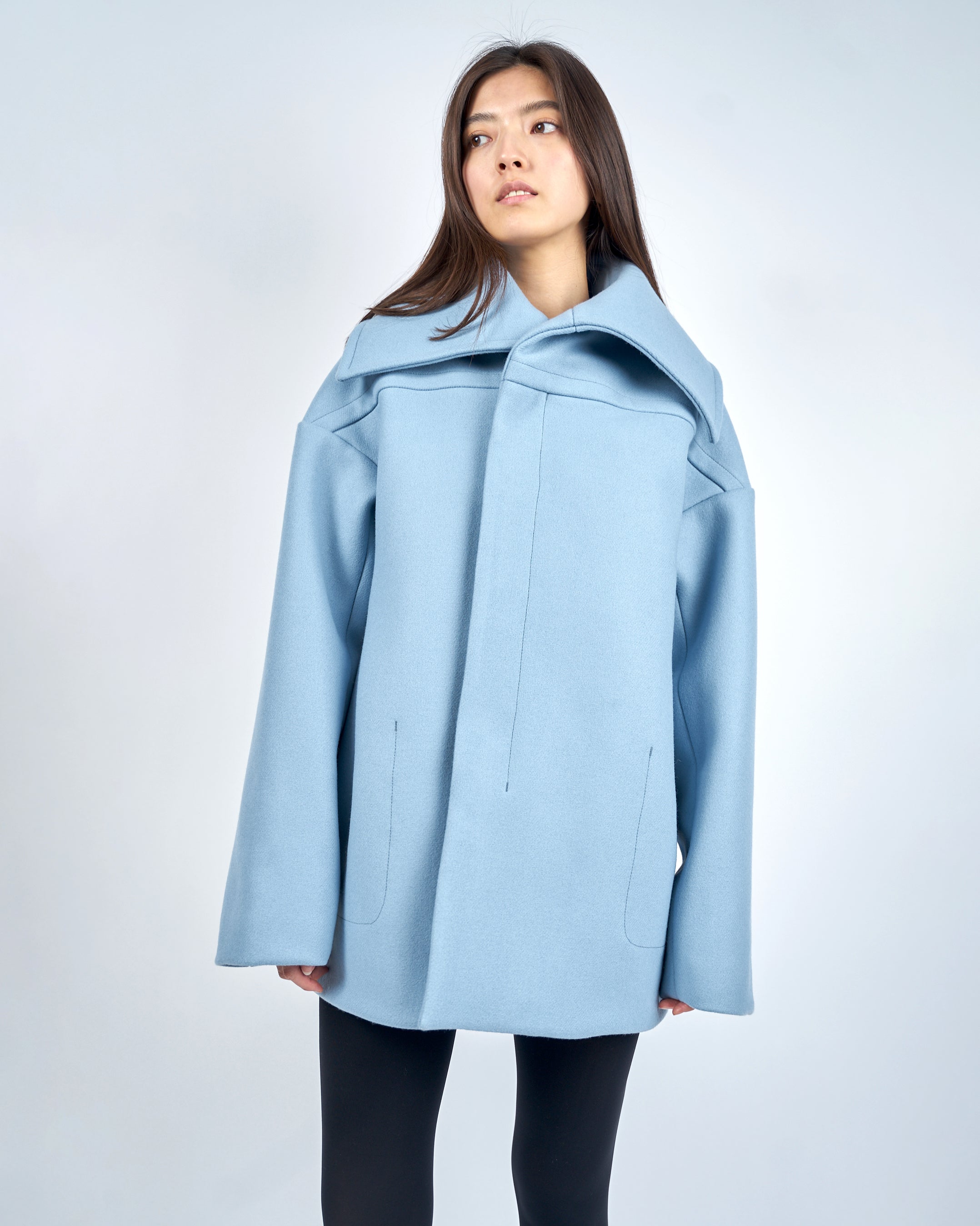 IANNA - BIG COLLAR HEAVY MELTON SHORT COAT