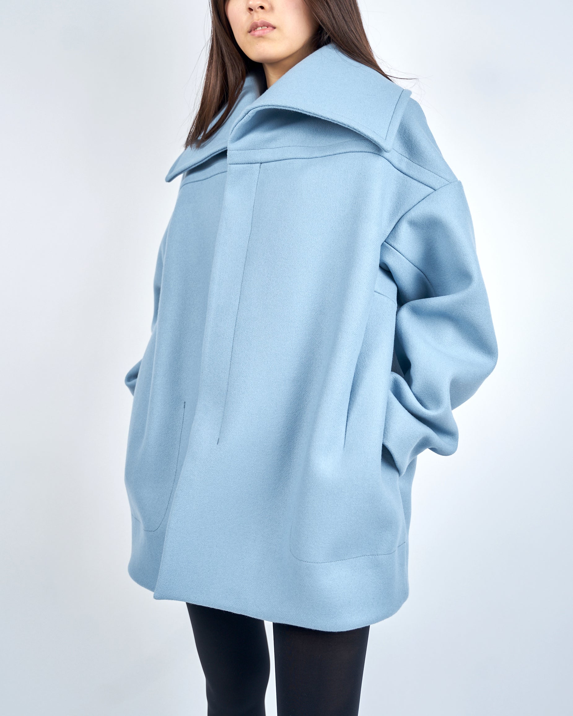 IANNA - BIG COLLAR HEAVY MELTON SHORT COAT