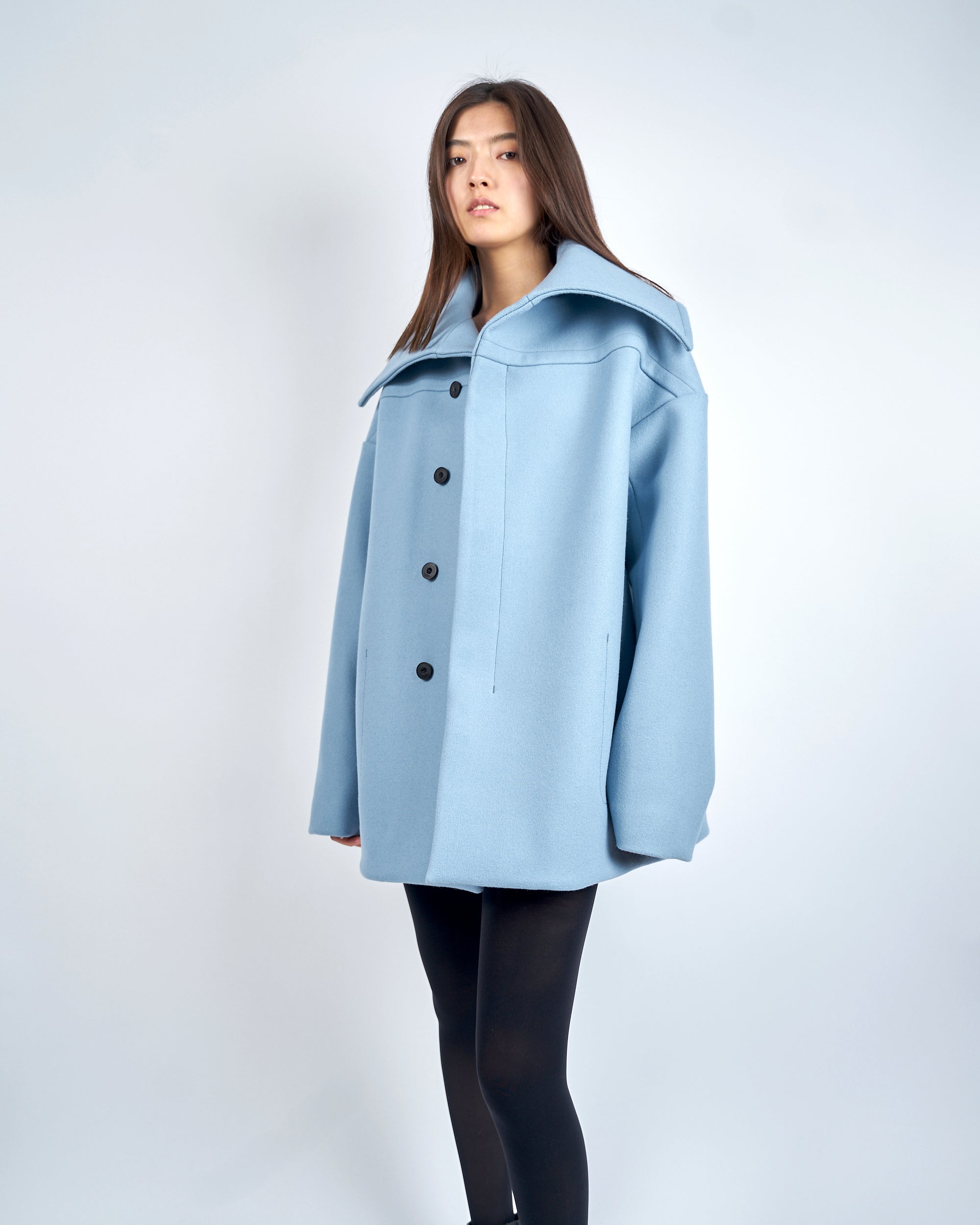 IANNA - BIG COLLAR HEAVY MELTON SHORT COAT