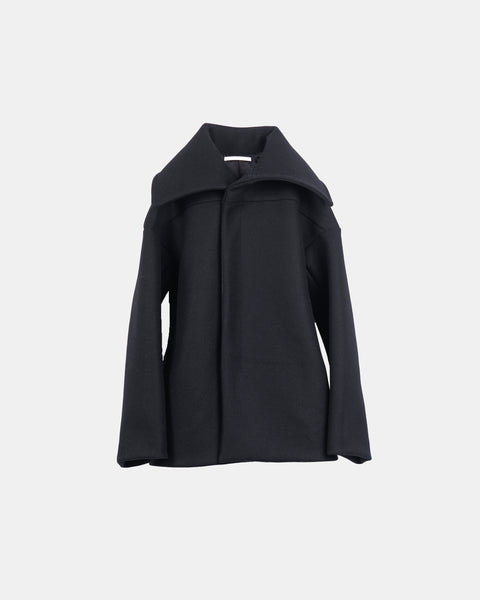 IANNA - BIG COLLAR HEAVY MELTON SHORT COAT