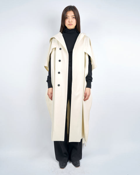 ILESA - SMOOTH COTTON HOODED CAPE COAT