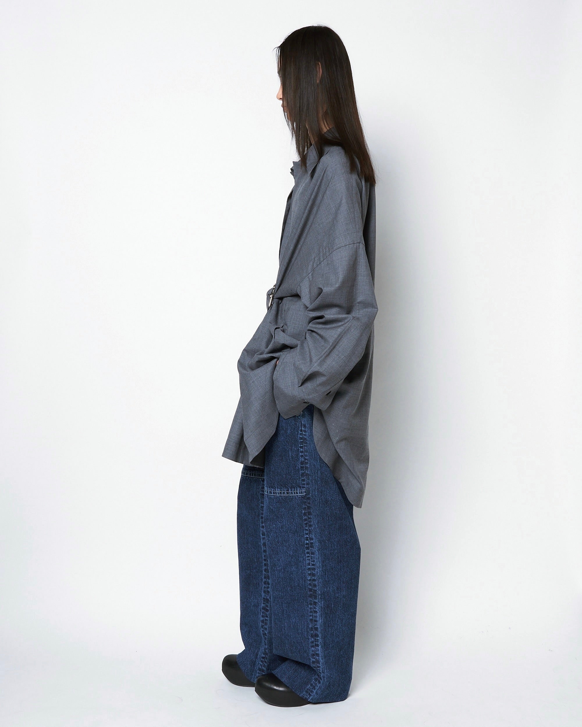 MARIALUISA - WOOL GATHERED SHIRT WITH BUCKLE