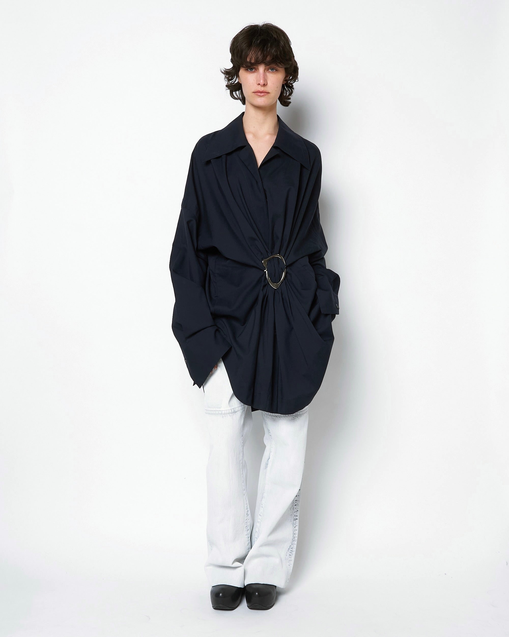 MARIALUISA - WOOL GATHERED SHIRT WITH BUCKLE
