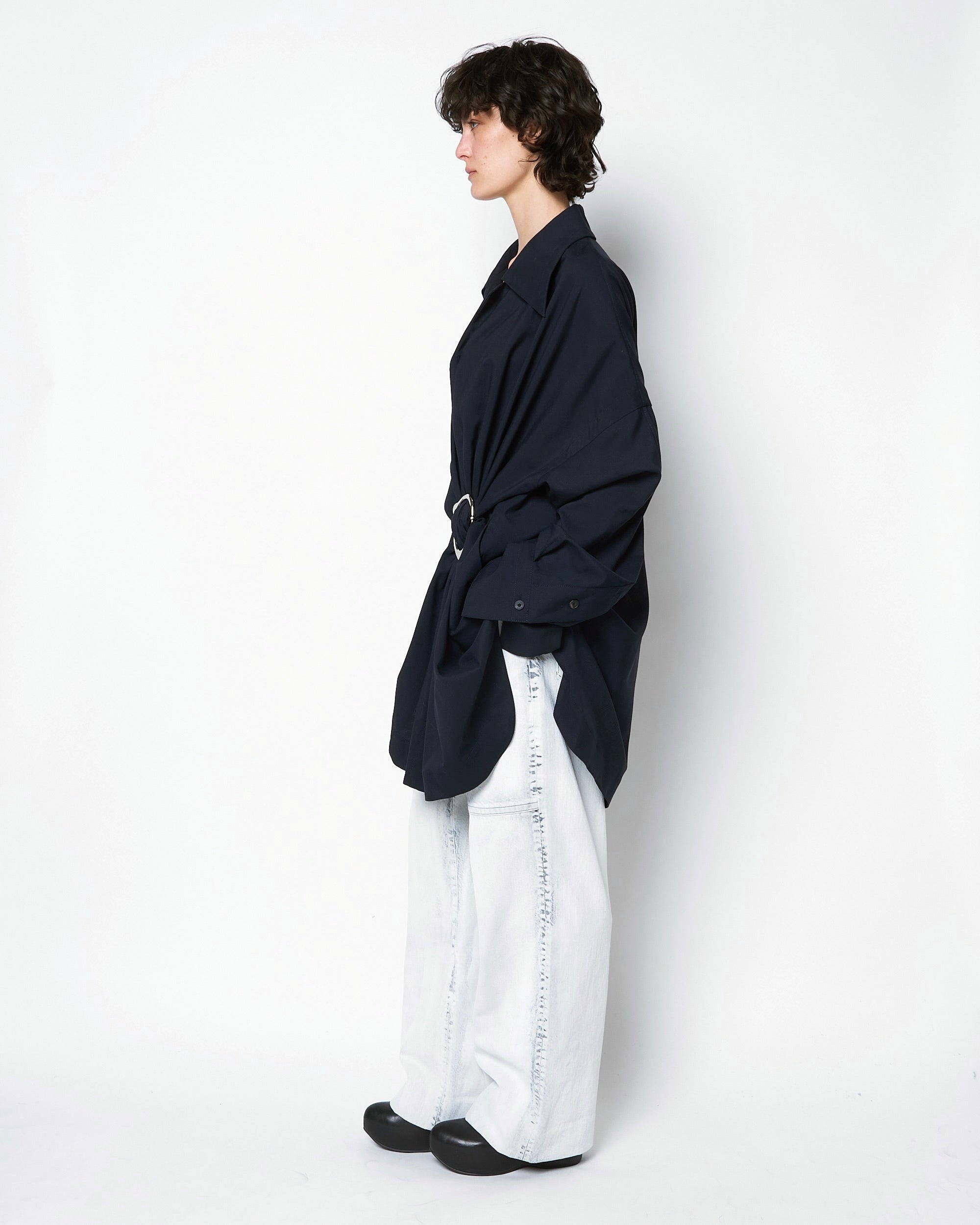 MARIALUISA - WOOL GATHERED SHIRT WITH BUCKLE