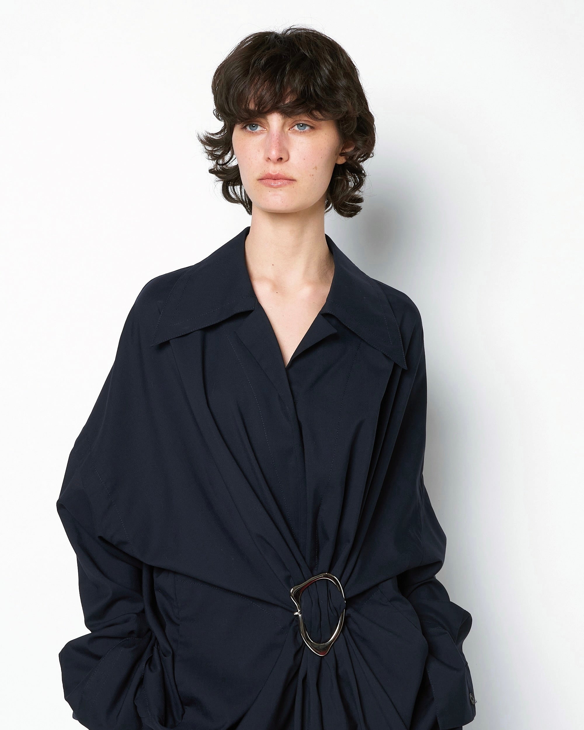 MARIALUISA - WOOL GATHERED SHIRT WITH BUCKLE