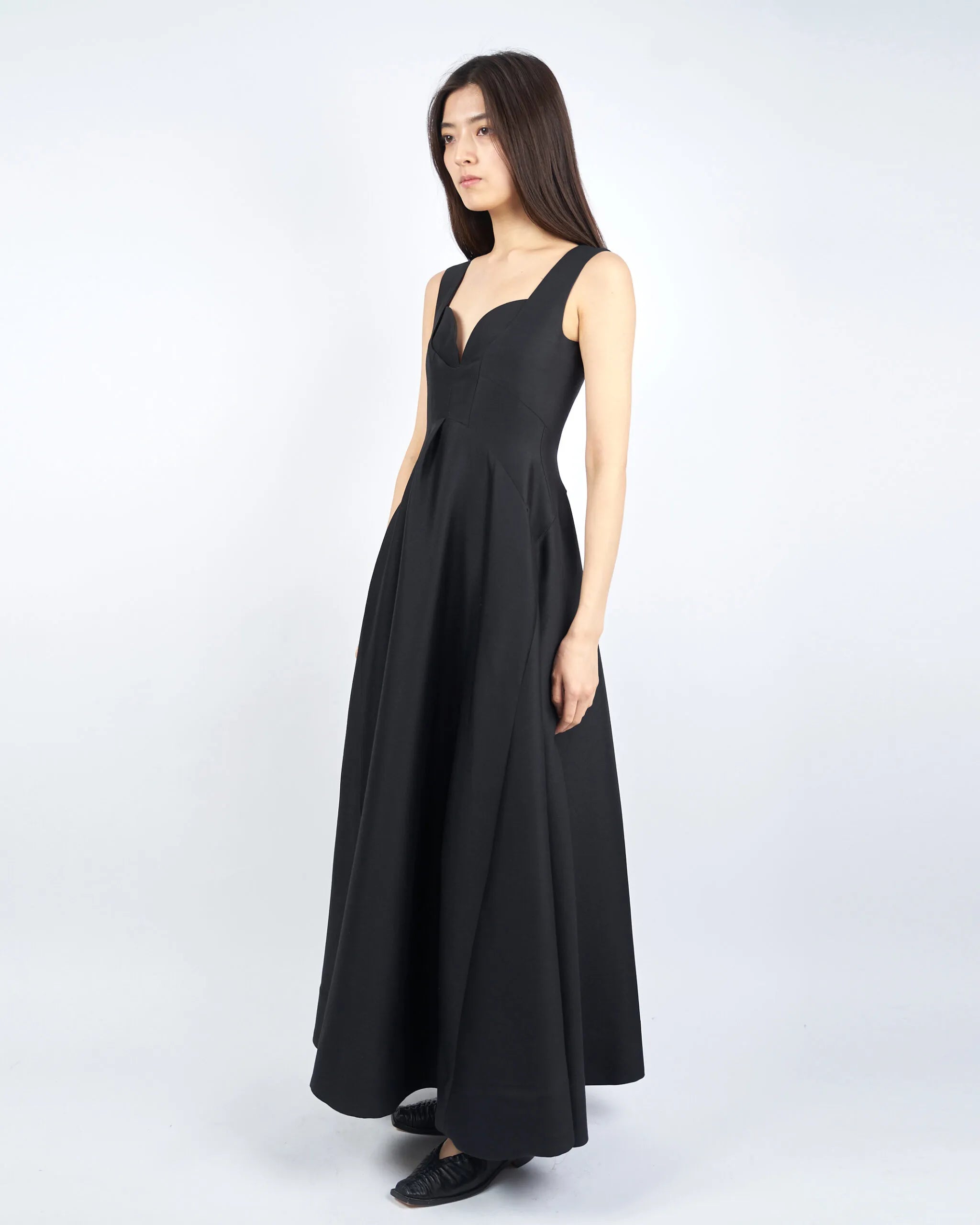 INES - SILK WOOL FLARE DRESS