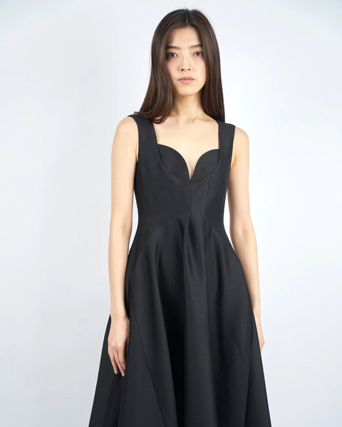 INES - SILK WOOL FLARE DRESS