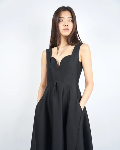 INES - SILK WOOL FLARE DRESS