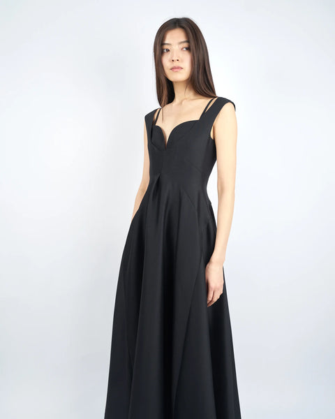 INES - SILK WOOL FLARE DRESS