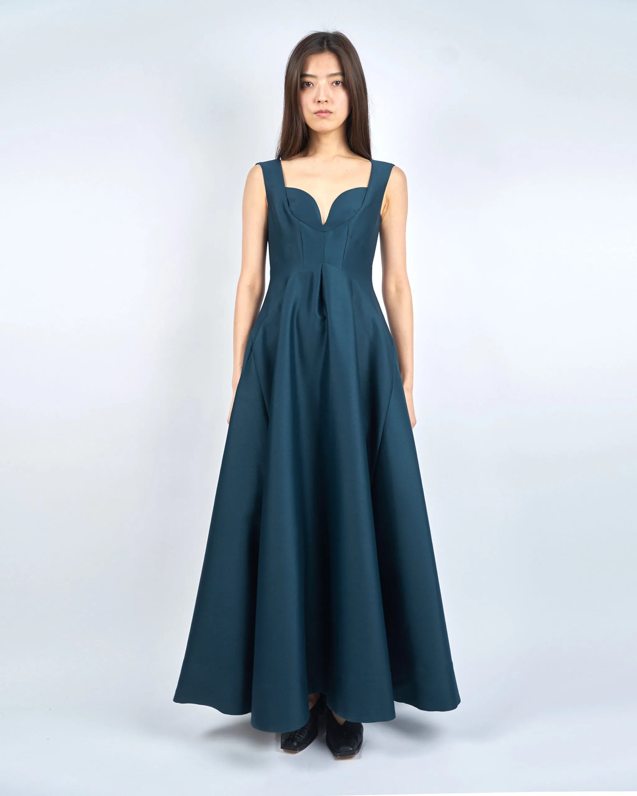 INES - SILK WOOL FLARE DRESS