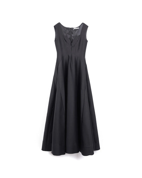 INES - SILK WOOL FLARE DRESS