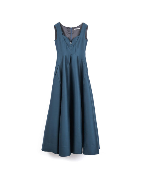 INES - SILK WOOL FLARE DRESS