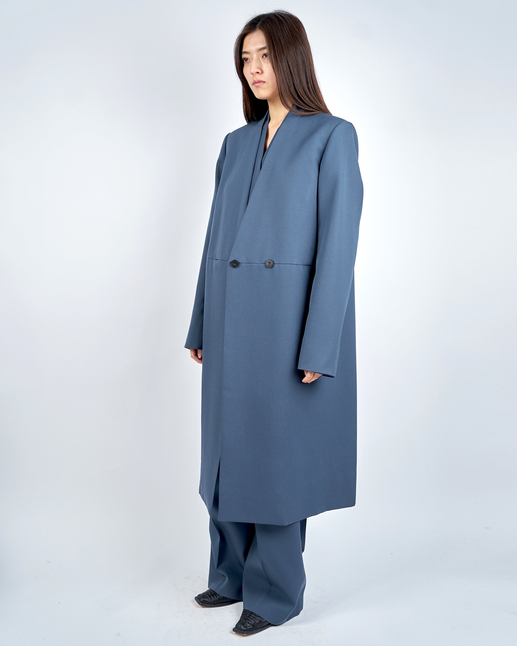 IRIA - COLLARLESS MELTON TAILORED COAT