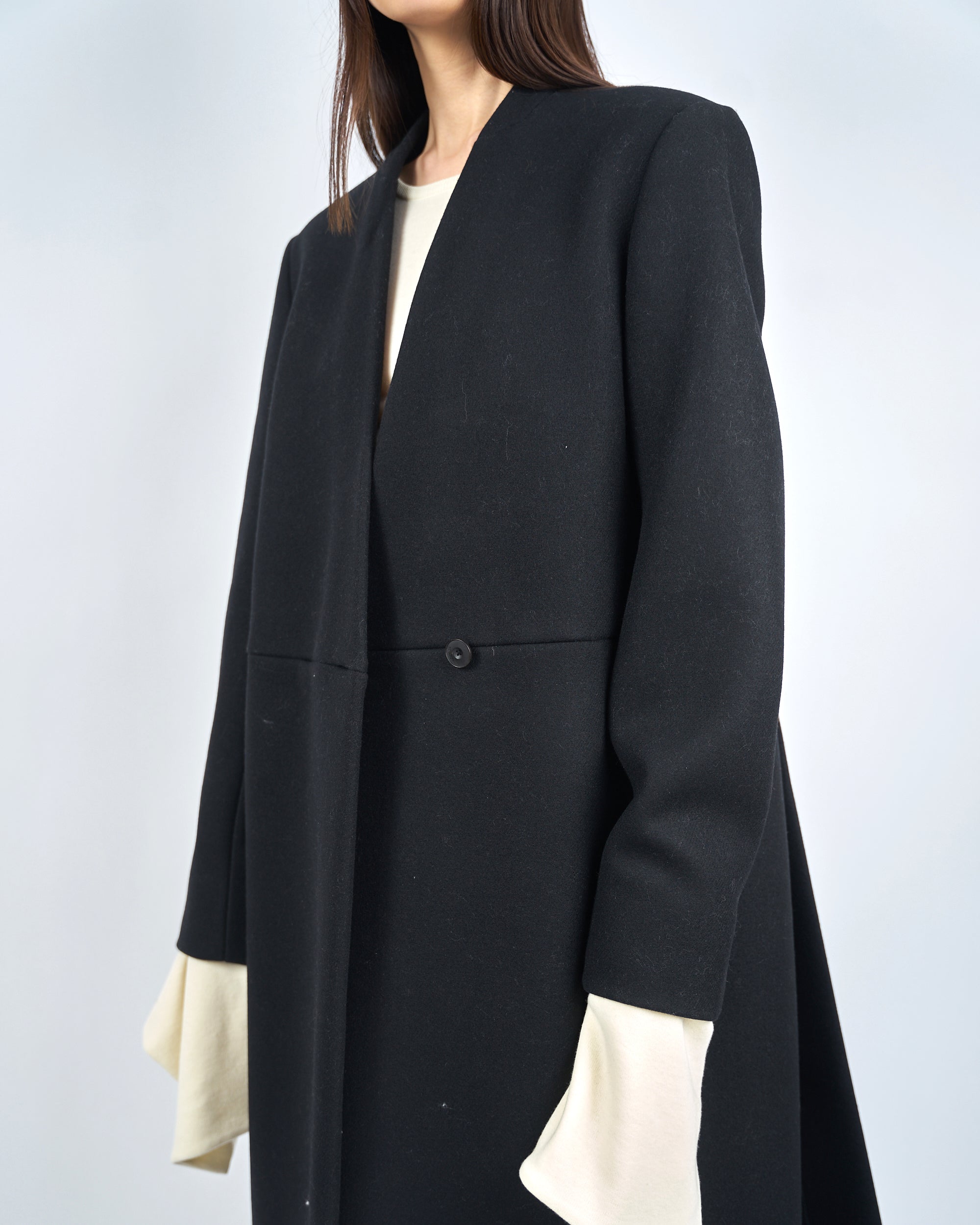 IRIA - COLLARLESS MELTON TAILORED COAT