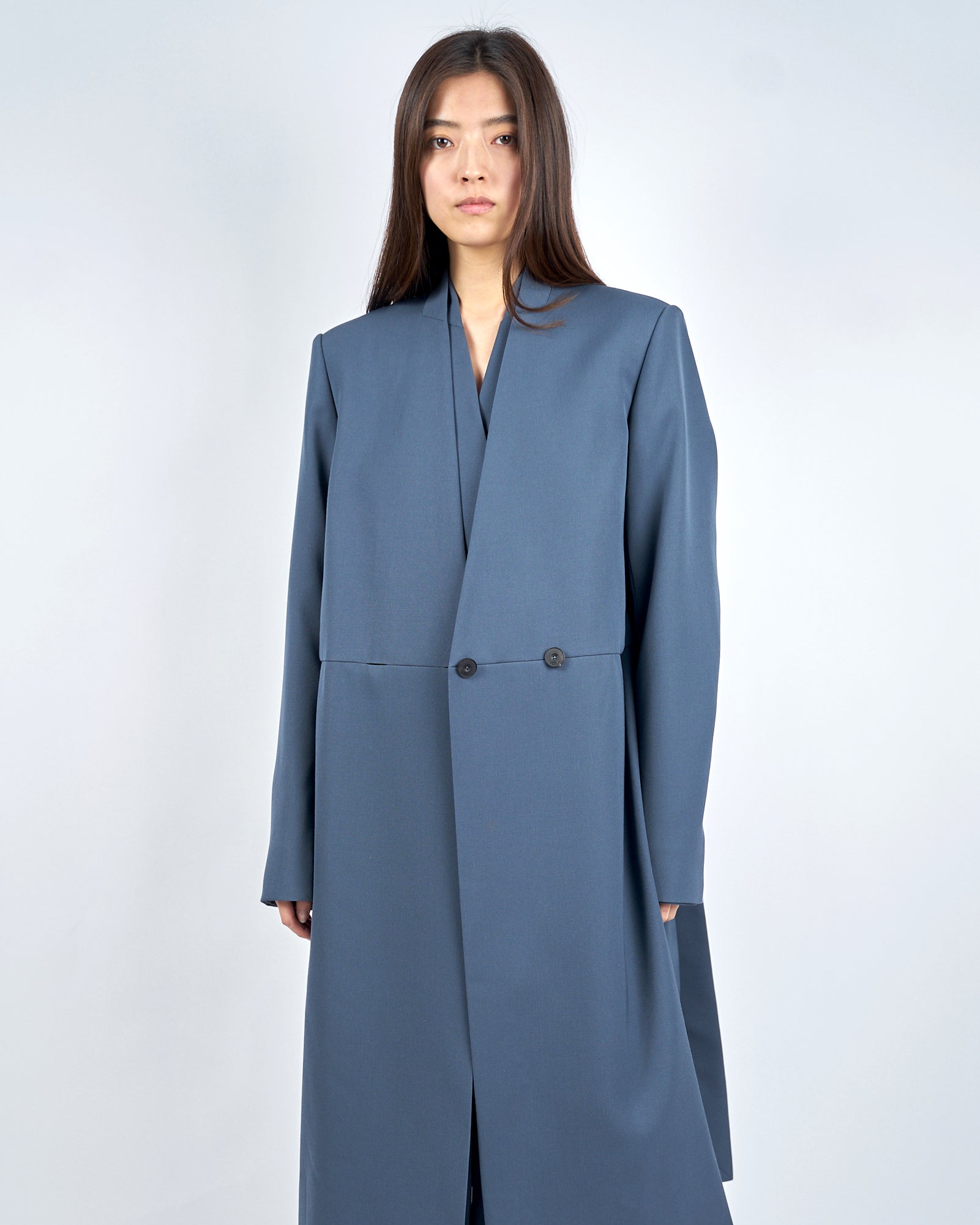 IRIA - COLLARLESS MELTON TAILORED COAT