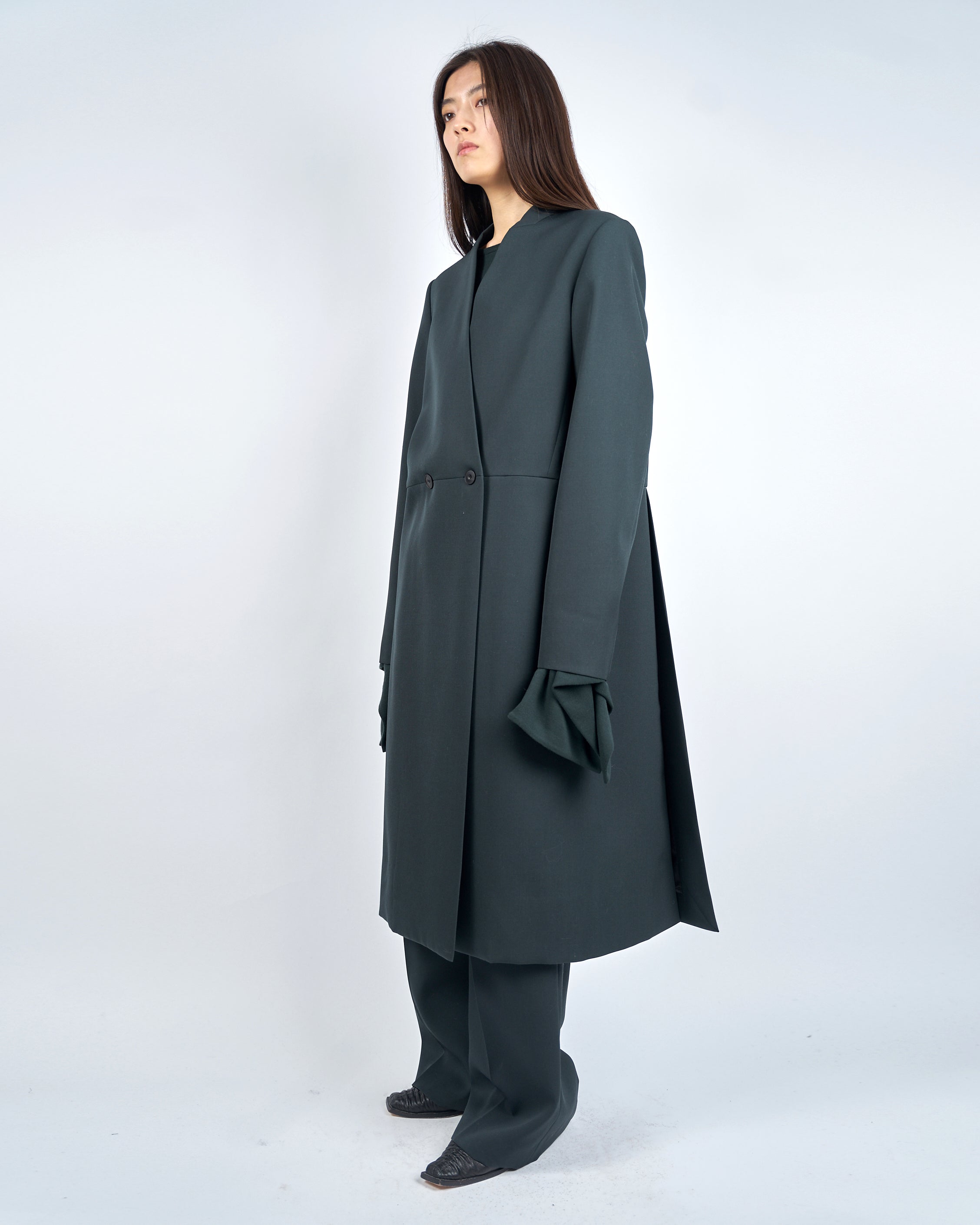 IRIA - COLLARLESS MELTON TAILORED COAT