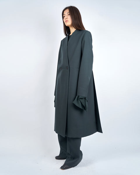 IRIA - COLLARLESS MELTON TAILORED COAT