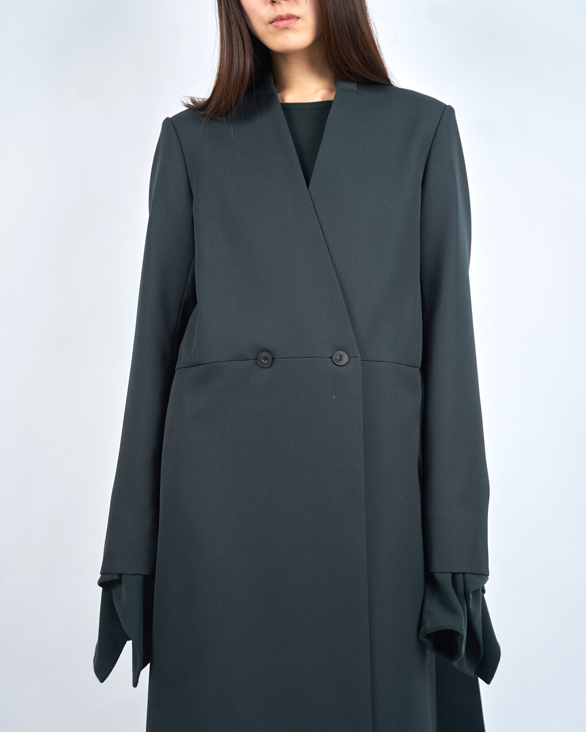 IRIA - COLLARLESS MELTON TAILORED COAT