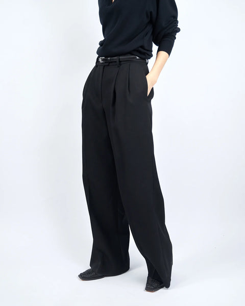 ISPARTA - WIDE SILHOUETTE WOOL TUCKED TROUSERS