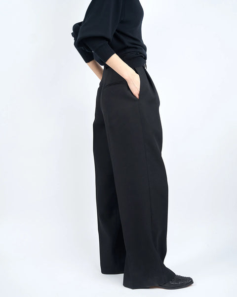 ISPARTA - WIDE SILHOUETTE WOOL TUCKED TROUSERS