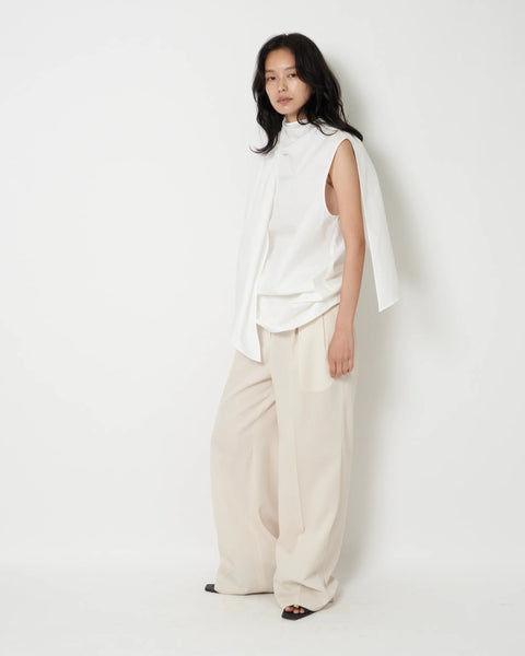 ISPARTA - WIDE SILHOUETTE SUMMER WOOL TUCKED TROUSERS