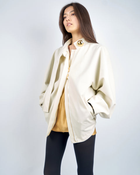 IVANA- ROUND SHAPED ZIP UP COTTON BLOUSON