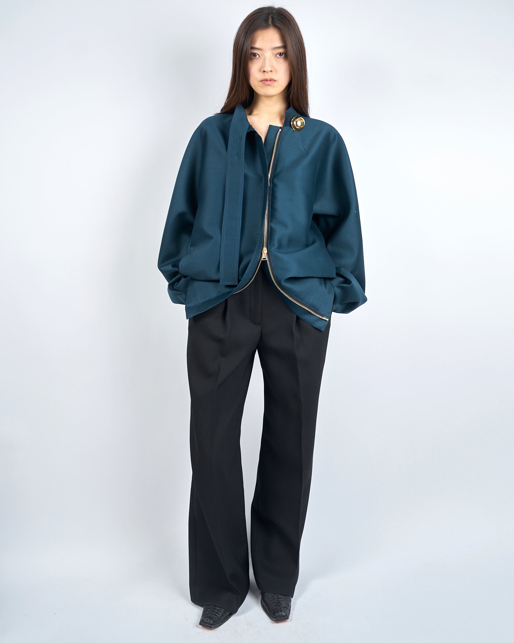 IVANA - ROUND SHAPED ZIP UP WOOL BLOUSON