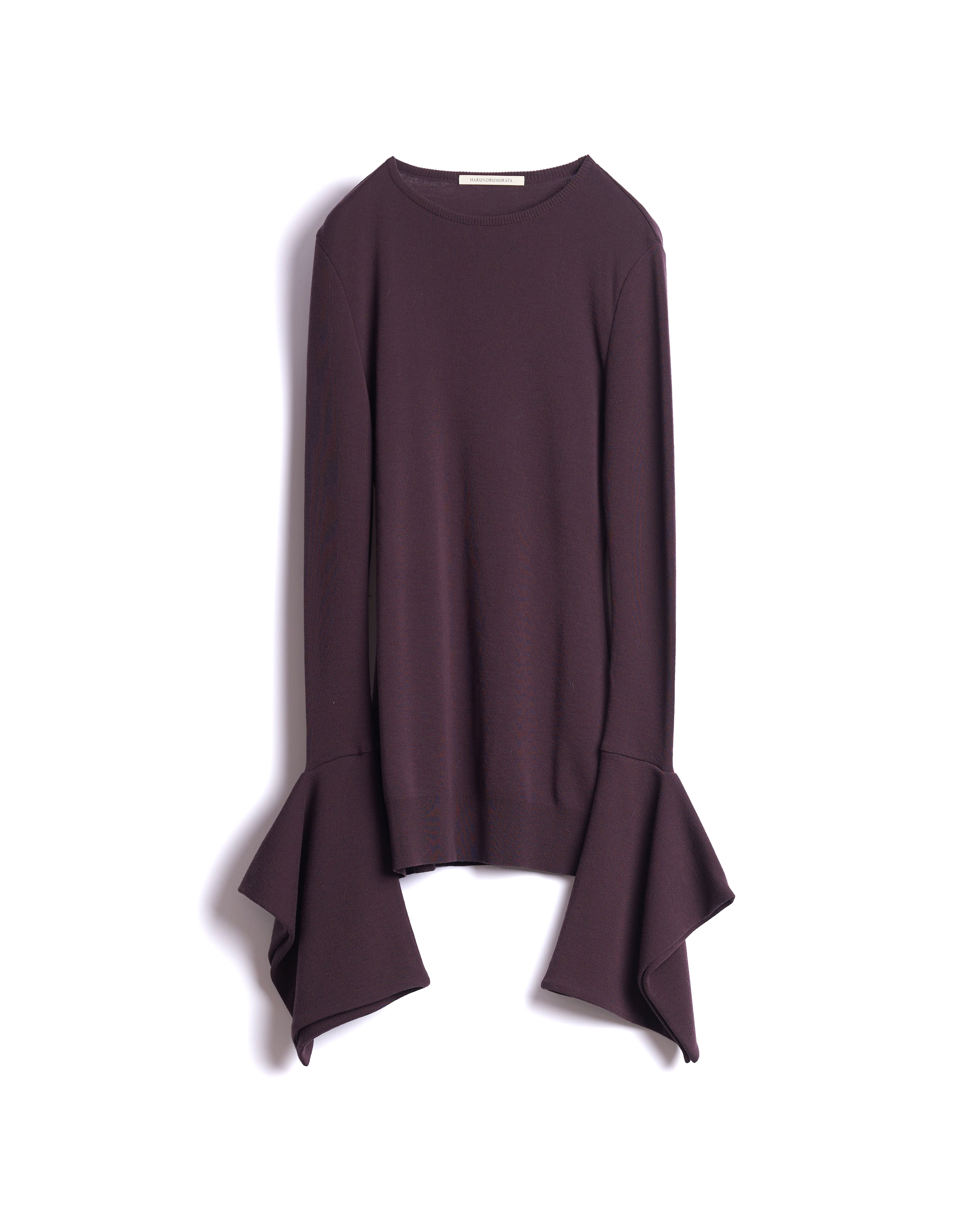 IZU - DRAPE CUFFS SMOOTH KNIT TOP