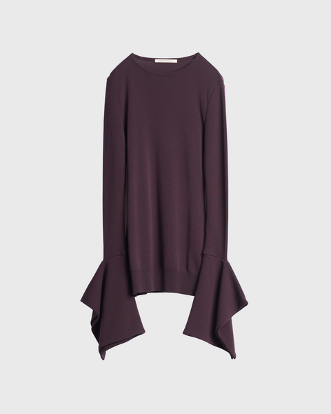 IZU - DRAPE CUFFS SMOOTH KNIT TOP