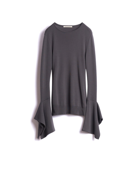 IZU - DRAPE CUFFS SMOOTH KNIT TOP