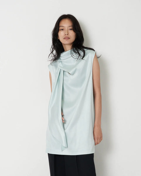 JAMBI - WASHED SATIN SCARF NECK TOP