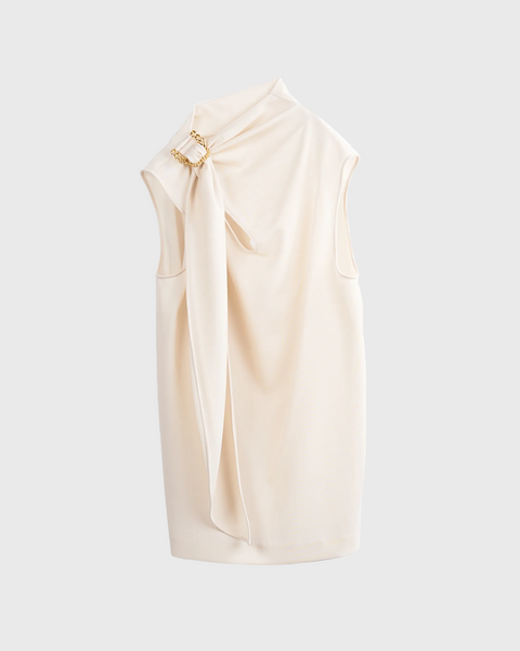 JANET -  SUMMER WOOL BUCKLED SCARF NECK TOP