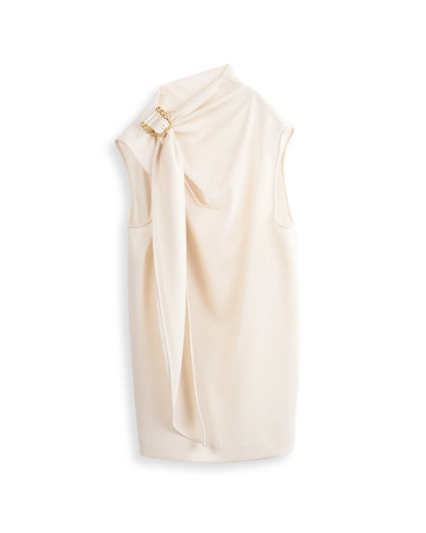 JANET -  SUMMER WOOL BUCKLED SCARF NECK TOP