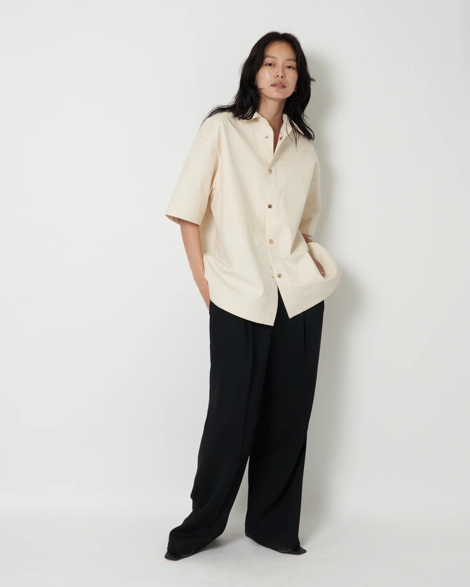 JAYA - COTTON CANVAS HALF SLEEVE SHIRT