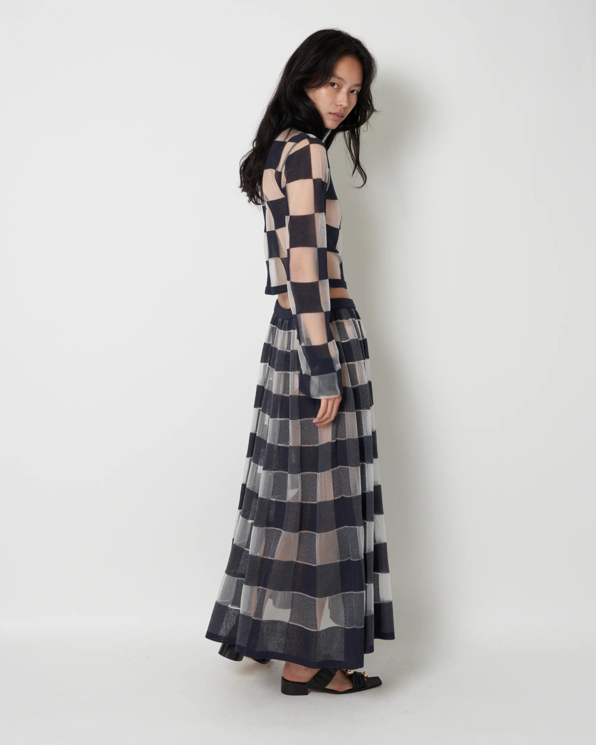 JOAN -  JACQUARD PLAID GATHERED SKIRT