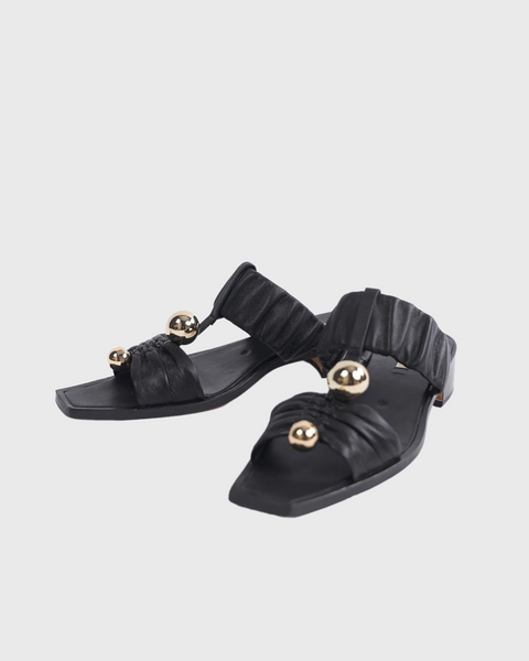 JUPITER - OPEN TOE GATHERED SANDAL BLACK