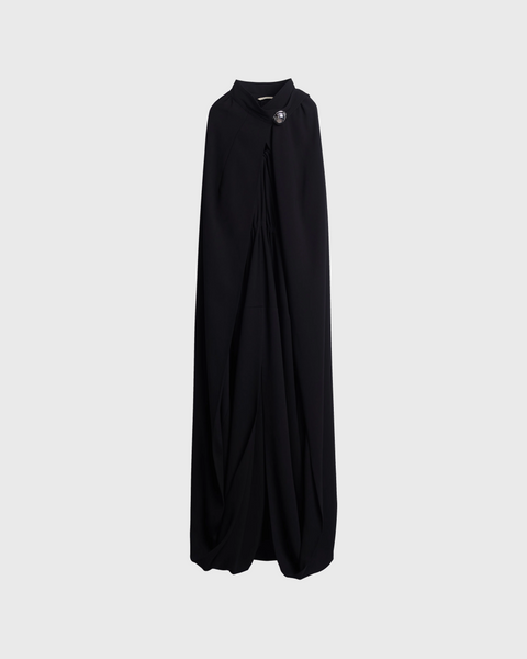 KARLINE- TRIACETATE BACK SATIN CAPE DRESS - BLACK