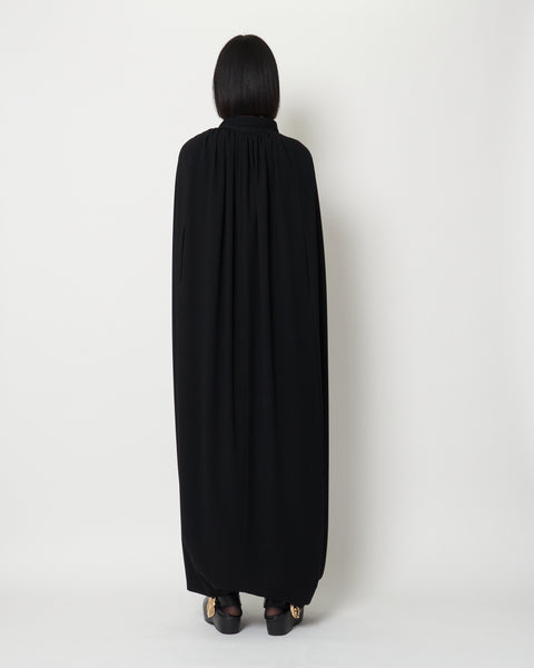 KARLINE- TRIACETATE BACK SATIN CAPE DRESS - BLACK