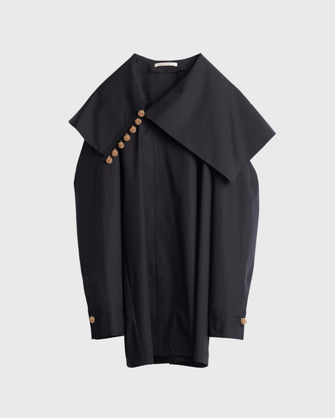 KIRSTIN - COTTON POPLIN ASYMMETRY COLLAR SHIRT