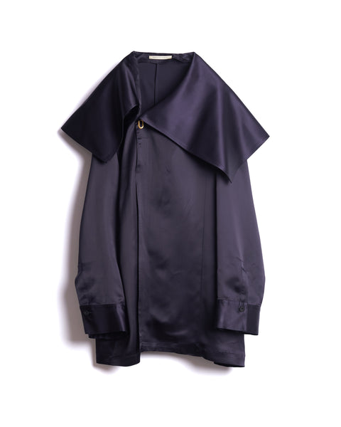 KIRSTIN - CUPRA SATIN ASYMMETRY COLLAR SHIRT