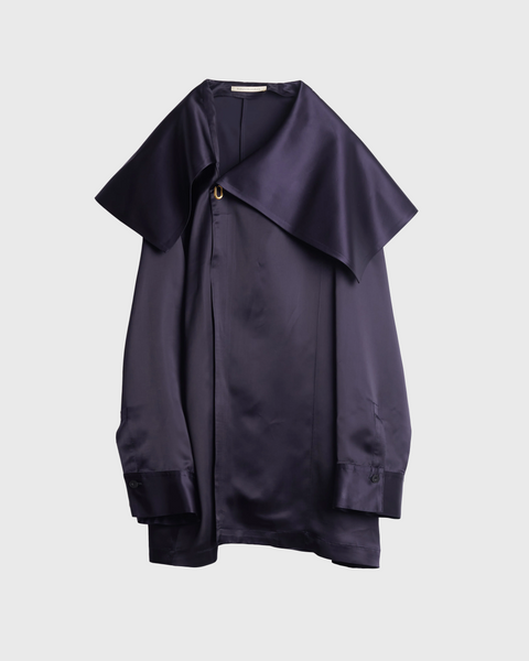 KIRSTIN - CUPRA SATIN ASYMMETRY COLLAR SHIRT