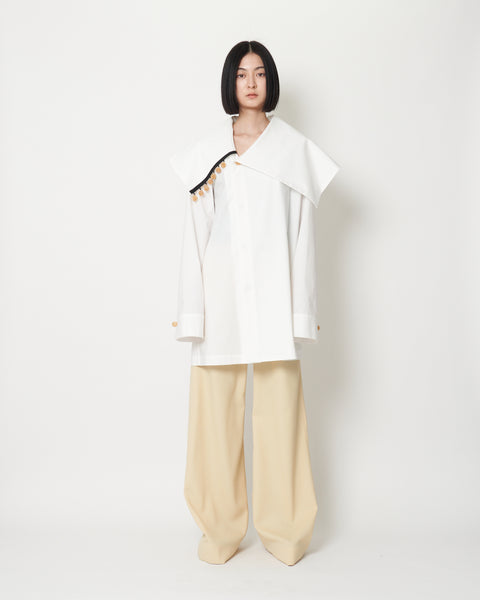 KIRSTIN - COTTON POPLIN ASYMMETRY COLLAR SHIRT