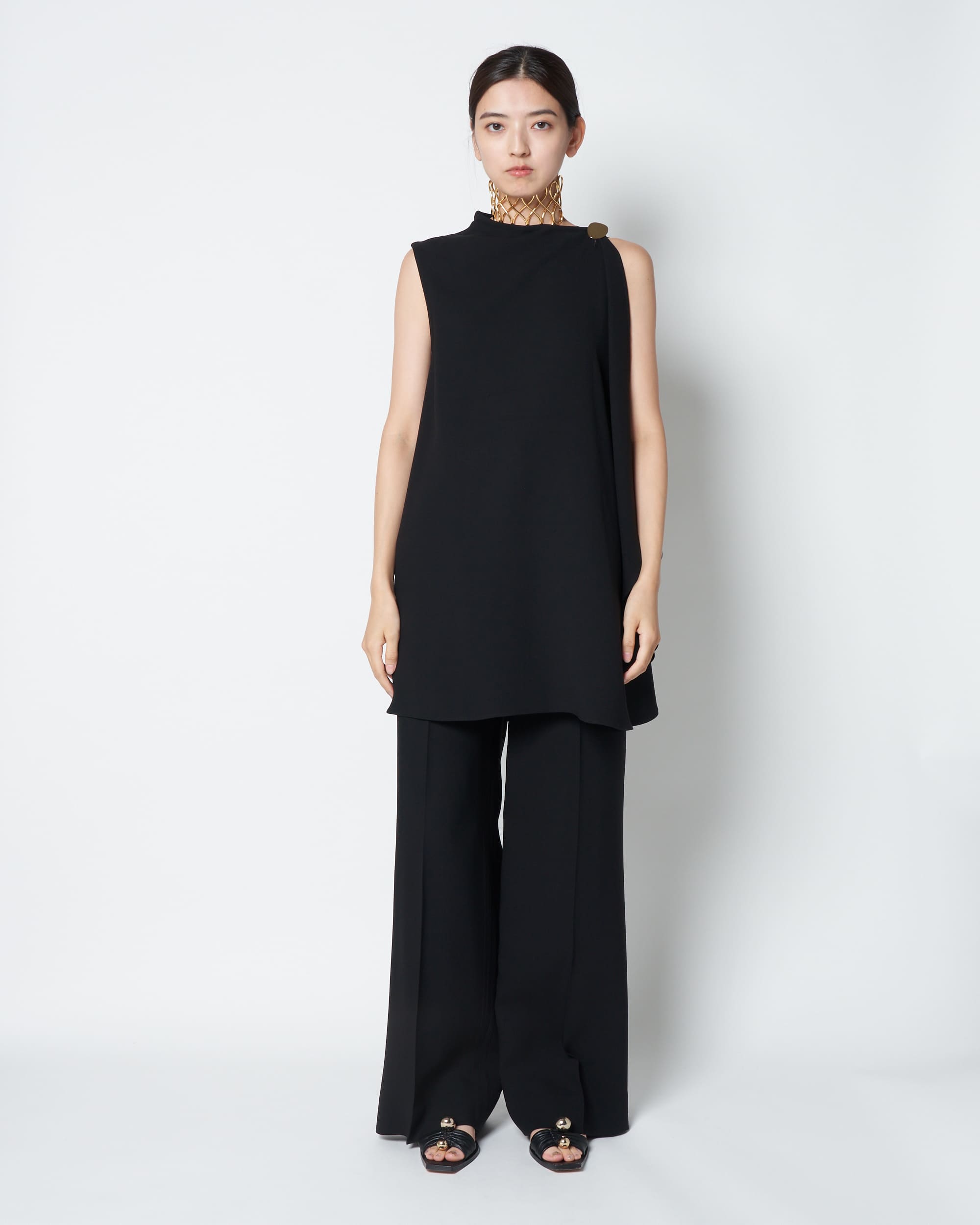 LEVI - WOOL ASYMMETRY DRAPED BLOUSE