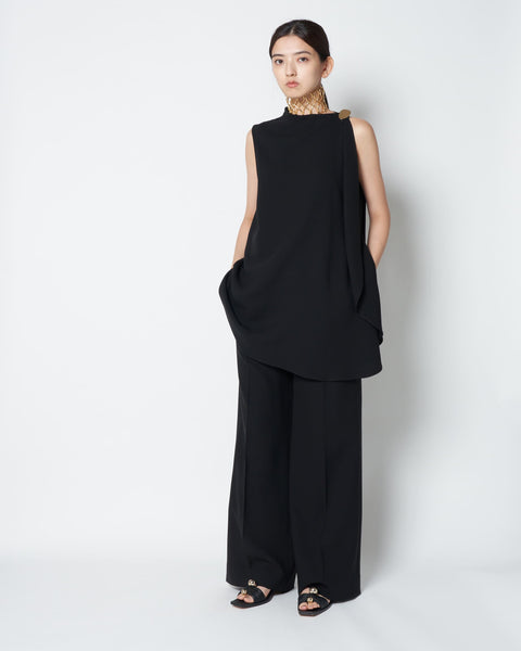 LEVI - WOOL ASYMMETRY DRAPED BLOUSE