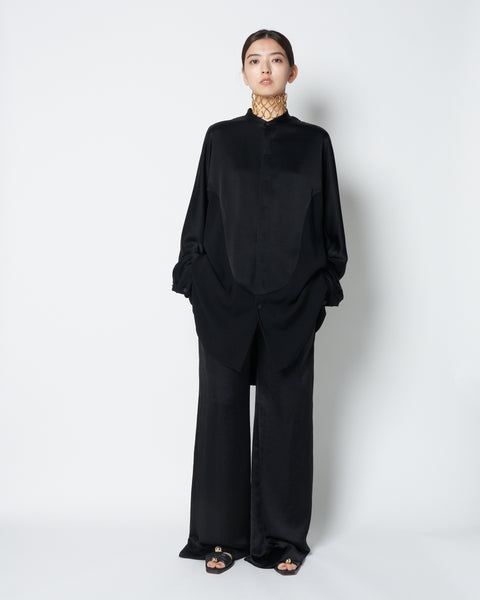 LINDA - BACK SATIN PANELED SHIRT