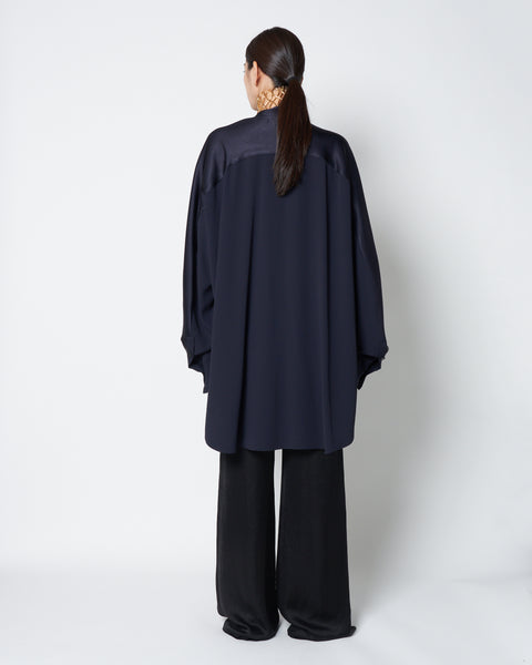 LINDA - BACK SATIN PANELED SHIRT
