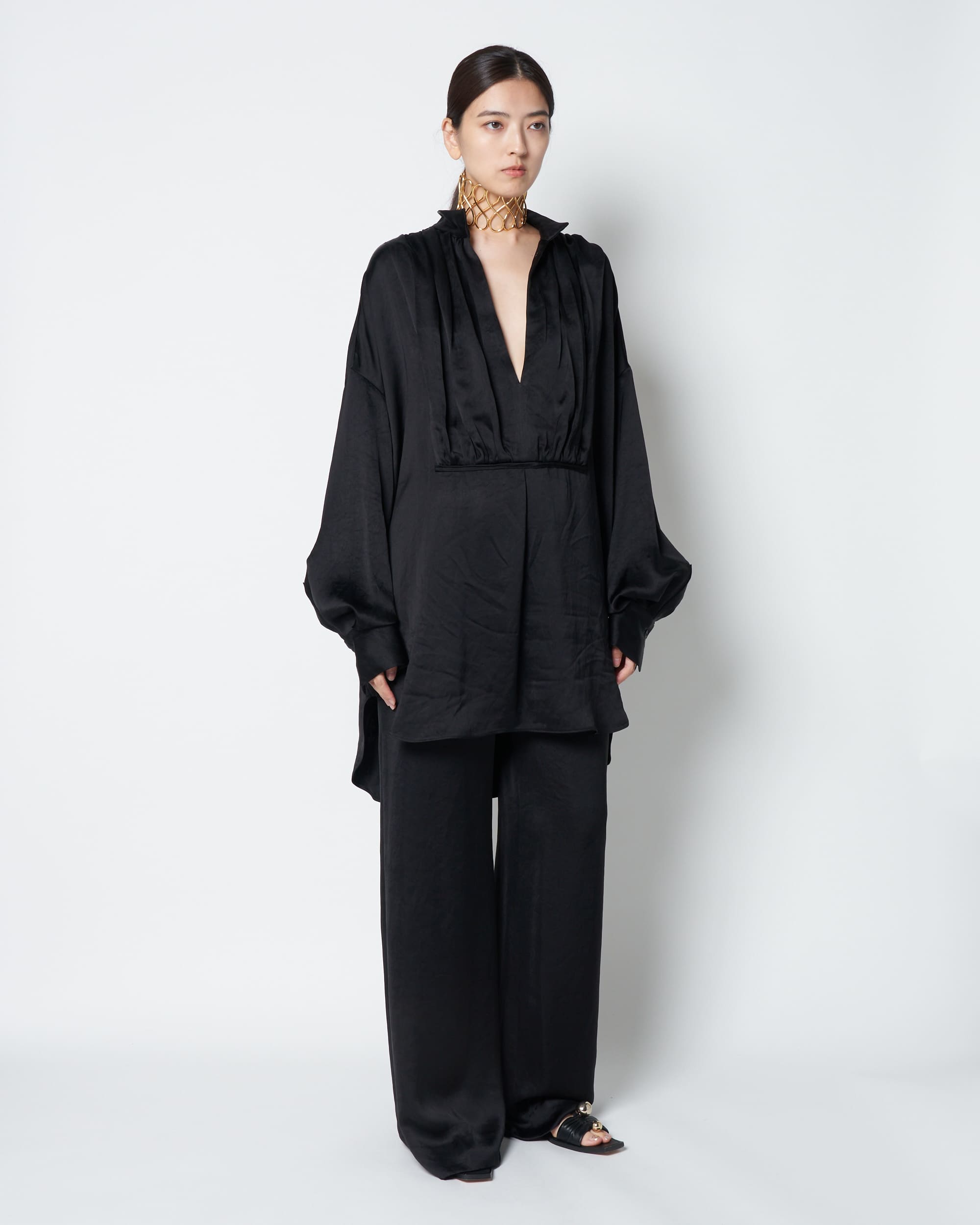 LISILE - GATHERED SATIN OVERSIZE SHIRT